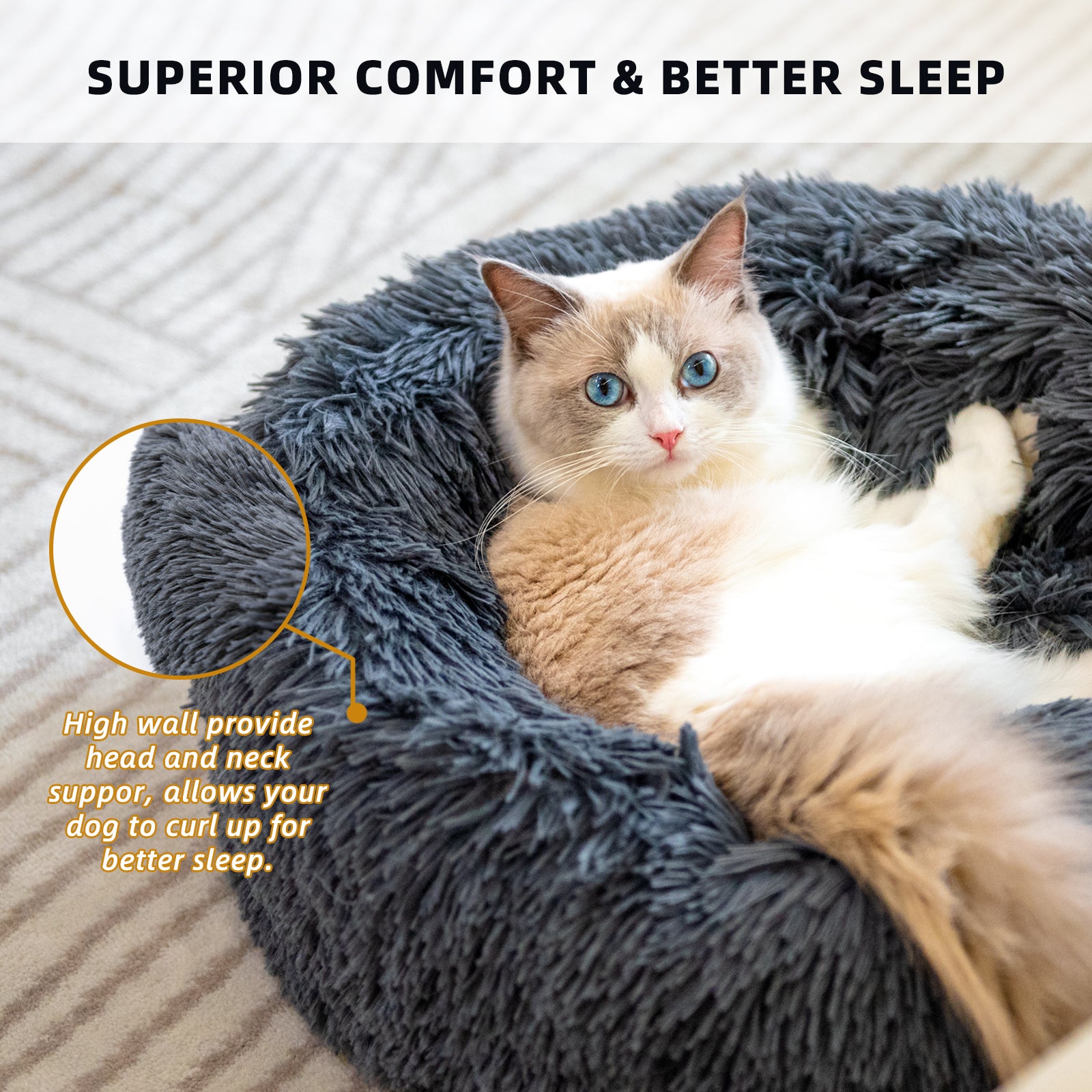 Cozy Pet Nest Bed – Round Plush Sleeping Mat for Puppies and Cats