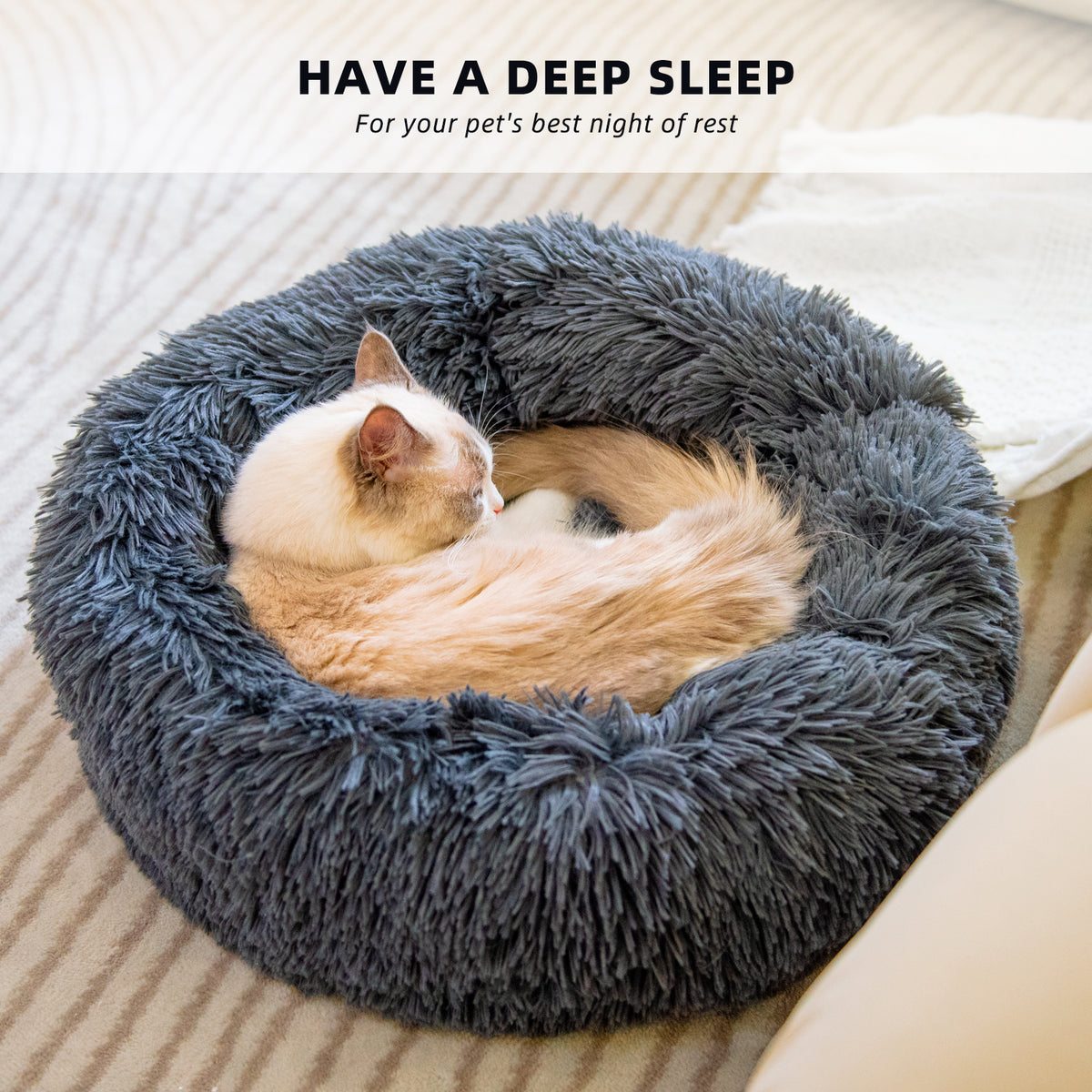 Cozy Pet Nest Bed – Round Plush Sleeping Mat for Puppies and Cats