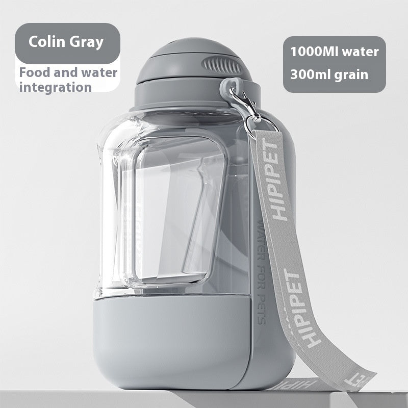 2-in-1 Portable Pet Water & Food Bottle – Large Capacity Travel Dispenser for Dogs & Cats