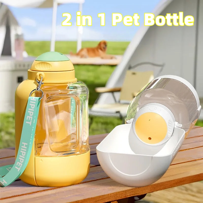 2-in-1 Portable Pet Water & Food Bottle – Large Capacity Travel Dispenser for Dogs & Cats